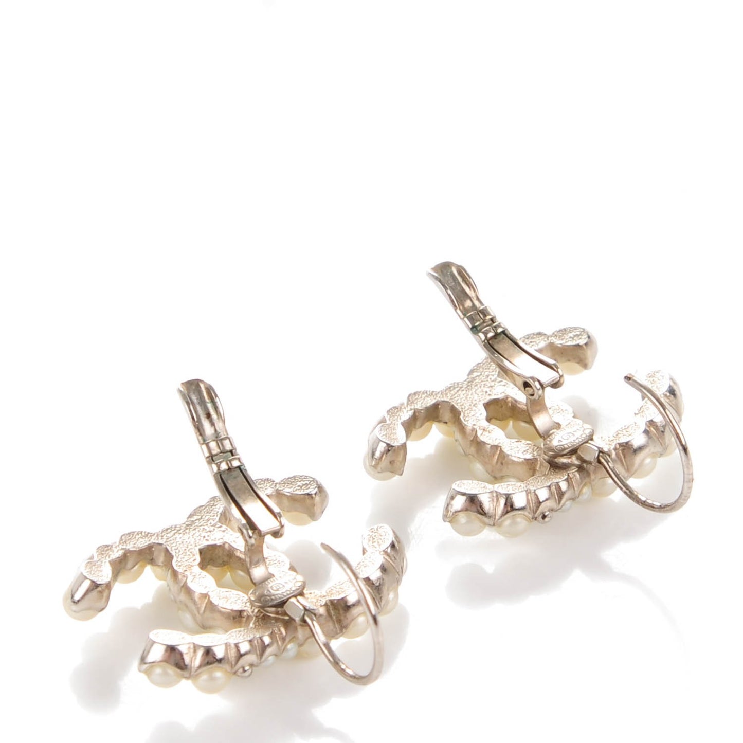 Pearl CC Dangle Earrings Light Gold