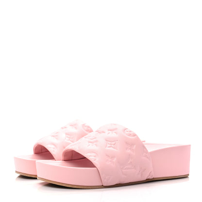Louis Vuitton Lambskin Embossed Monogram Jumbo Flatform Mule Sandals 39 Rose Clair 3 of 8