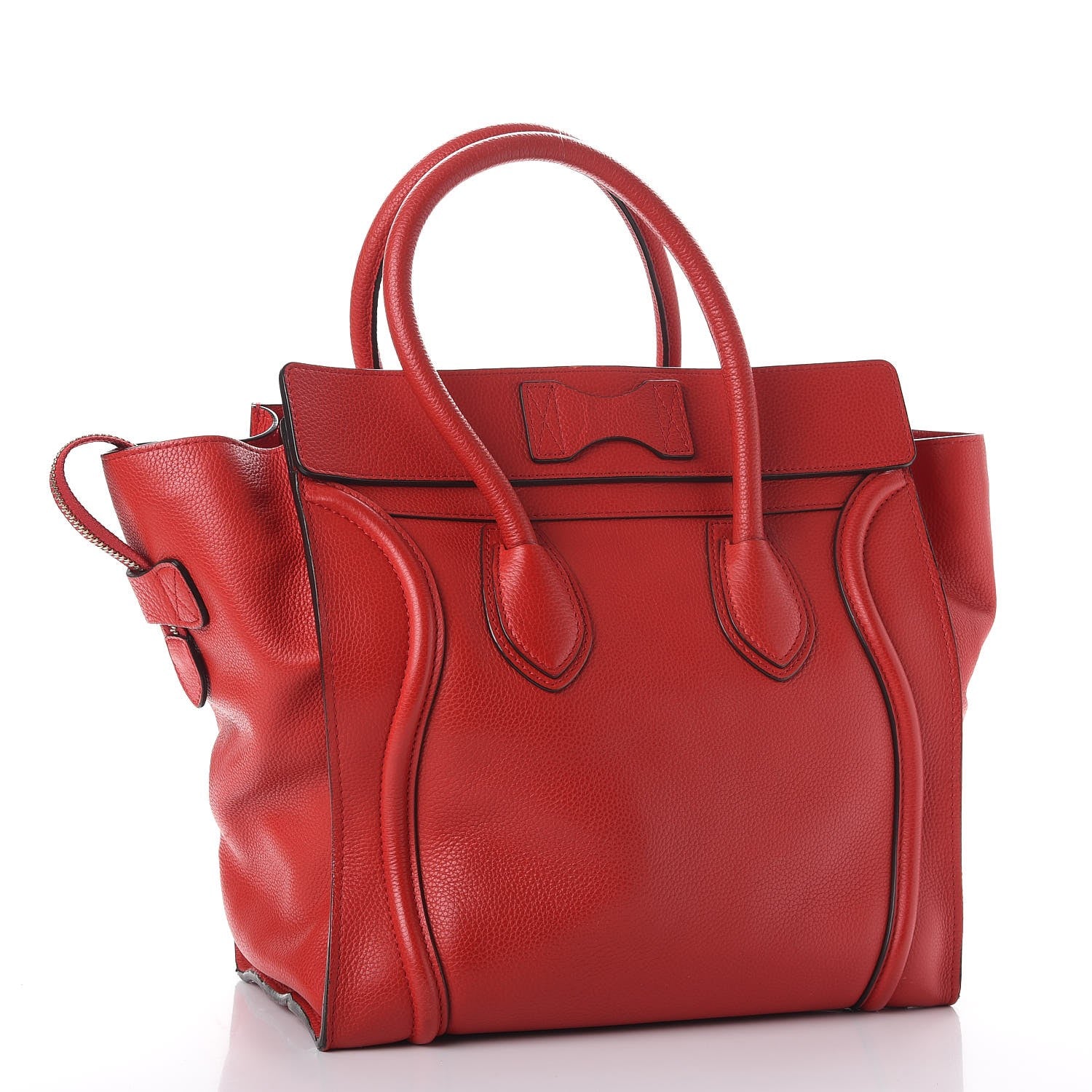 Celine Drummed Calfskin Mini Luggage Coquelicot 3 of 19
