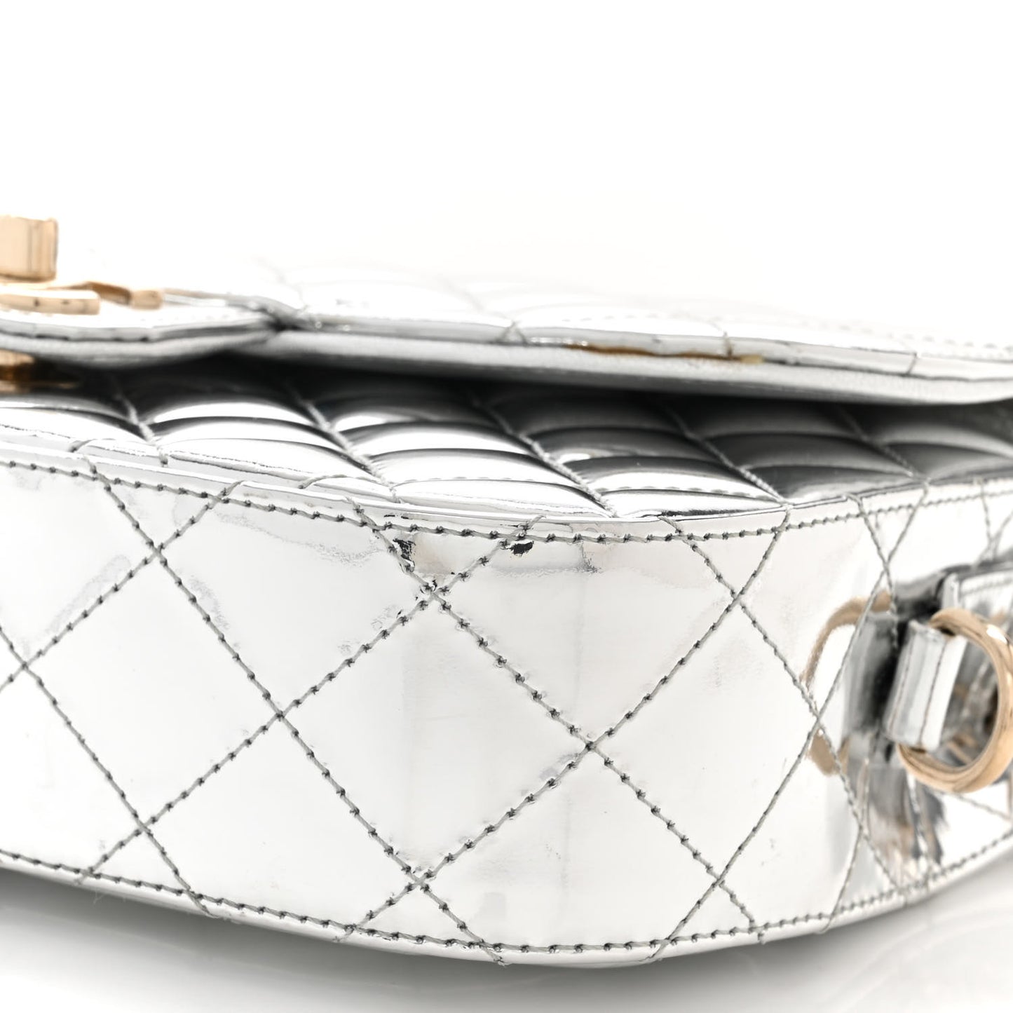 Mirror Calfskin Metallic Calfskin Medium Hollywood Boulevard Flap With Star Coin Purse Silvery