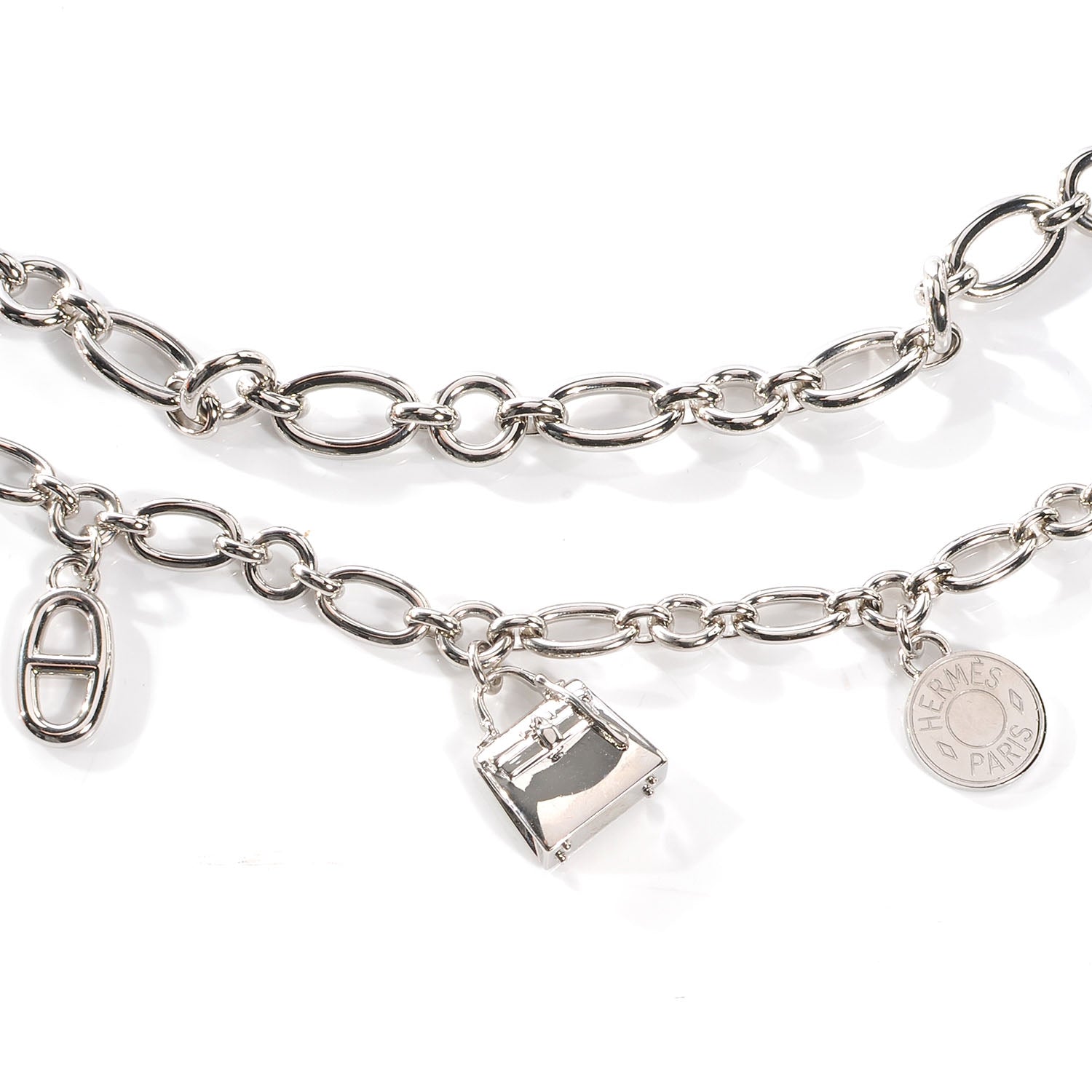 Hermes Palladium Silver Olga 5 Charms Chain Belt 3 of 6