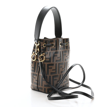 Fendi Vitello Liberty F is Fendi Bi-Color FF 1974 Embossed Mini Mon Tresor Bucket Bag Maya Black 3 of 10