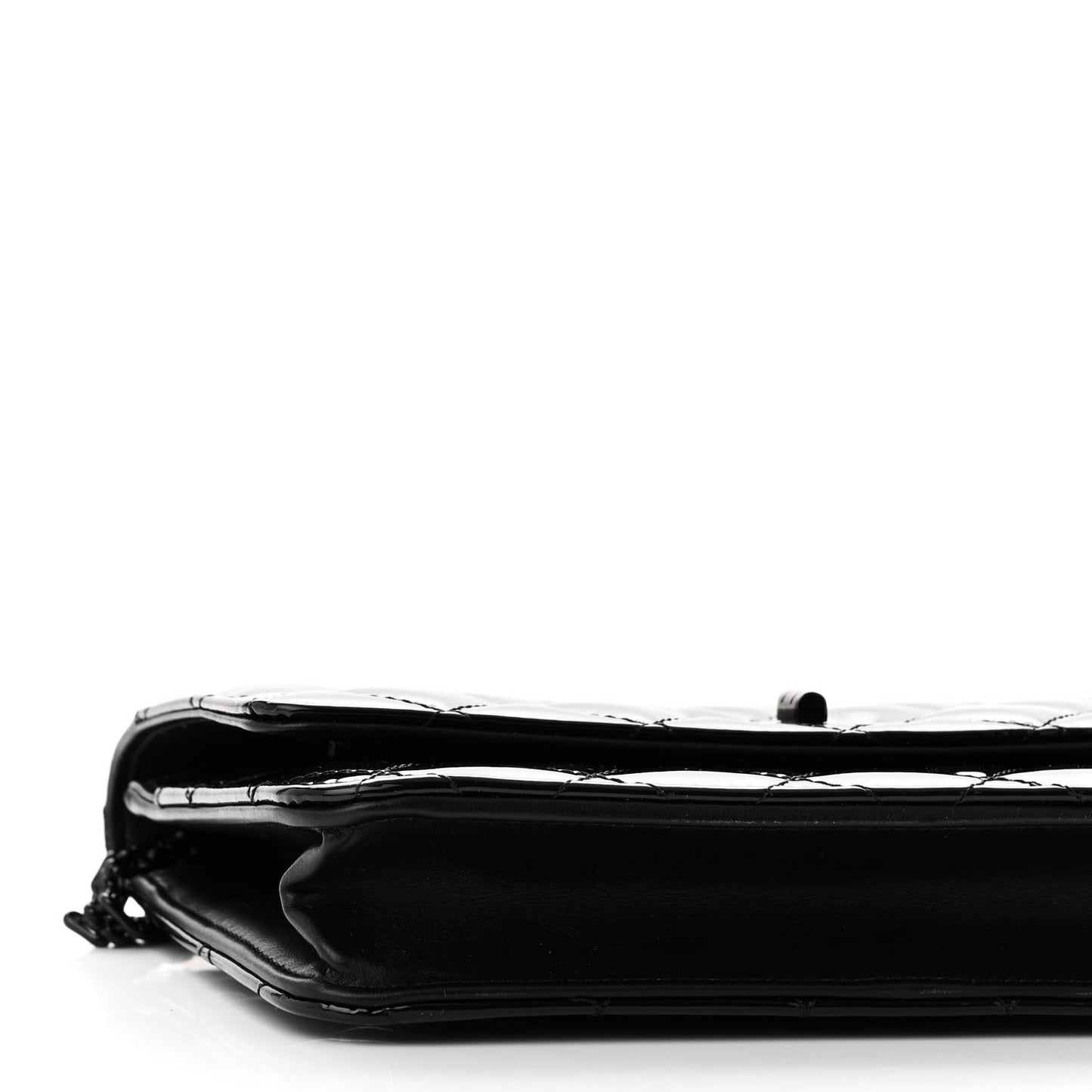 Patent Calfskin Quilted Reissue Wallet On Chain WOC So Black