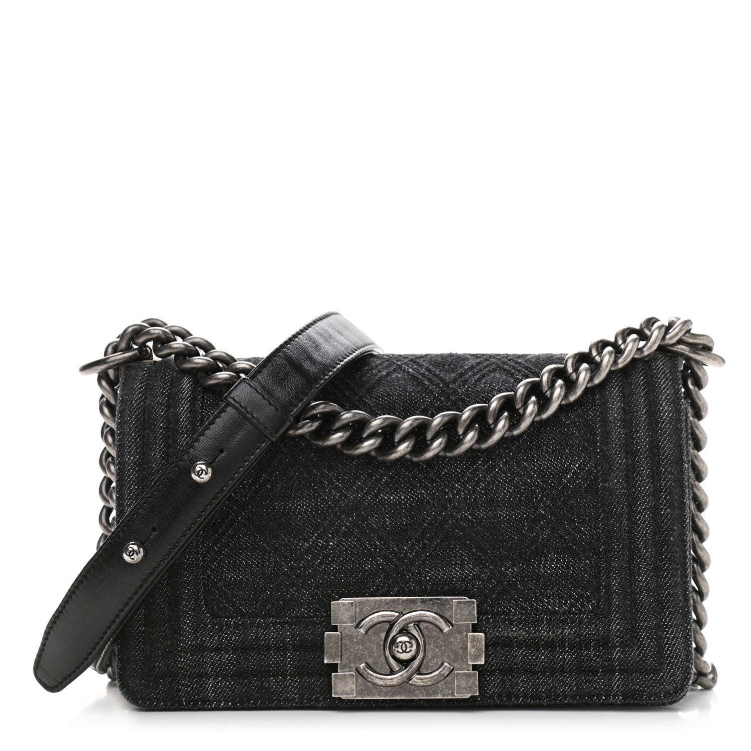 Chanel Denim Quilted Small Boy Flap Black 1 of 10