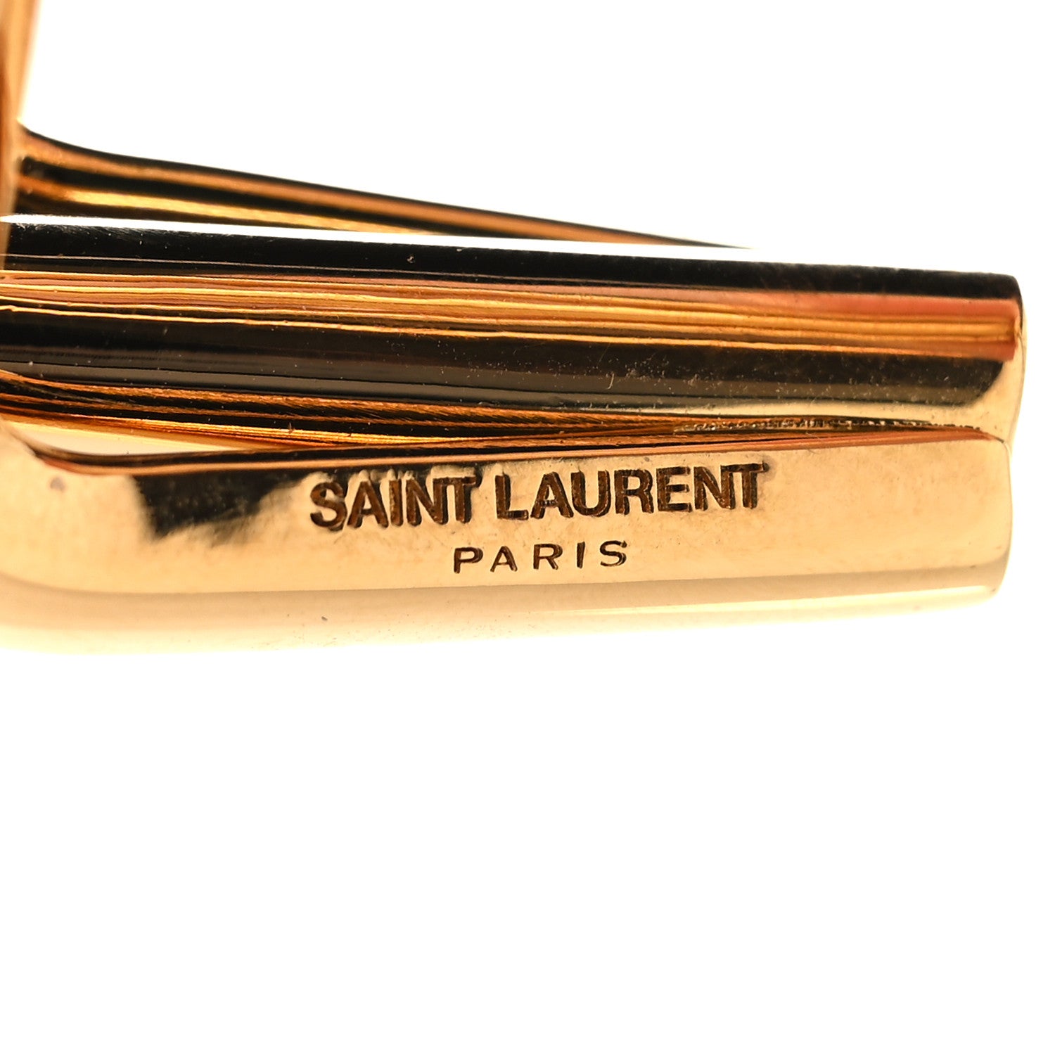 Saint Laurent Metal Square Triple Hoop Earrings Gold 6 of 10