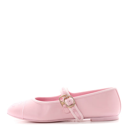 Chanel Lambskin Mary Jane Flats 37.5 Light Pink 1 of 10