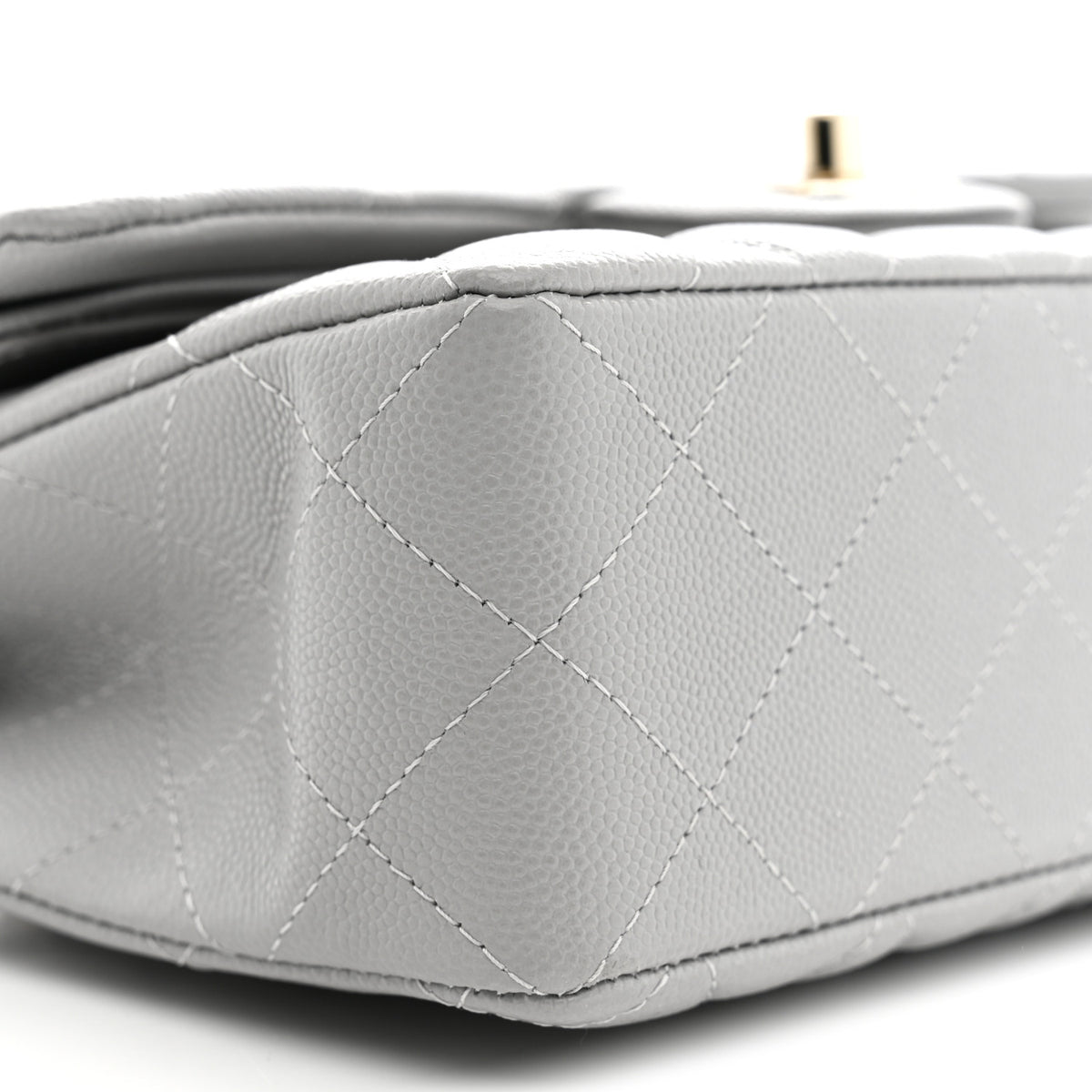 Caviar Quilted Small Double Flap Grey