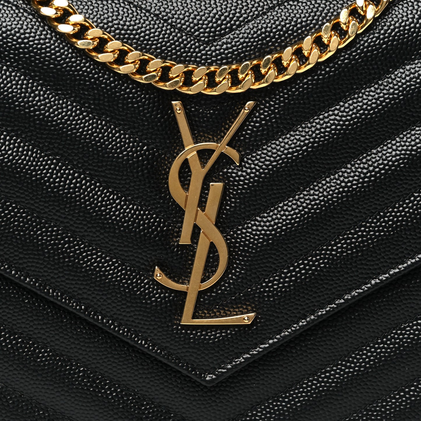 Grain De Poudre Matelasse Chevron Monogram Chain Wallet Black