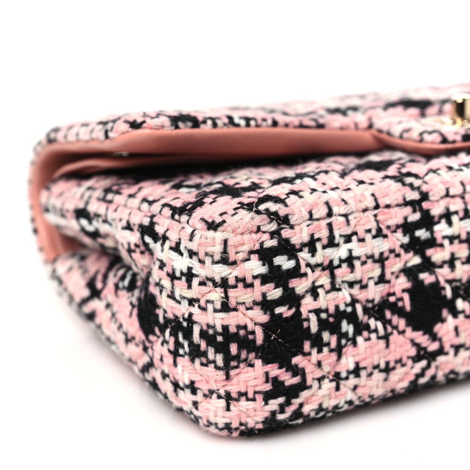 Chanel Tweed Quilted Medium Rectangular Flap Pink Black White 9 of 10