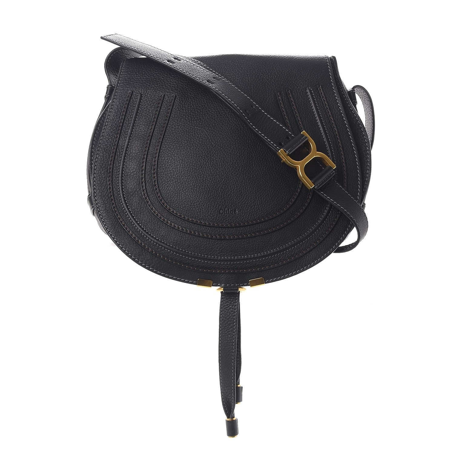 Chloe Calfskin Medium Marcie Round Crossbody Bag Black 1 of 8