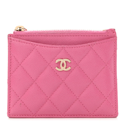 Chanel Caviar Quilted CC Zip Card Holder Pink 1 of 7
