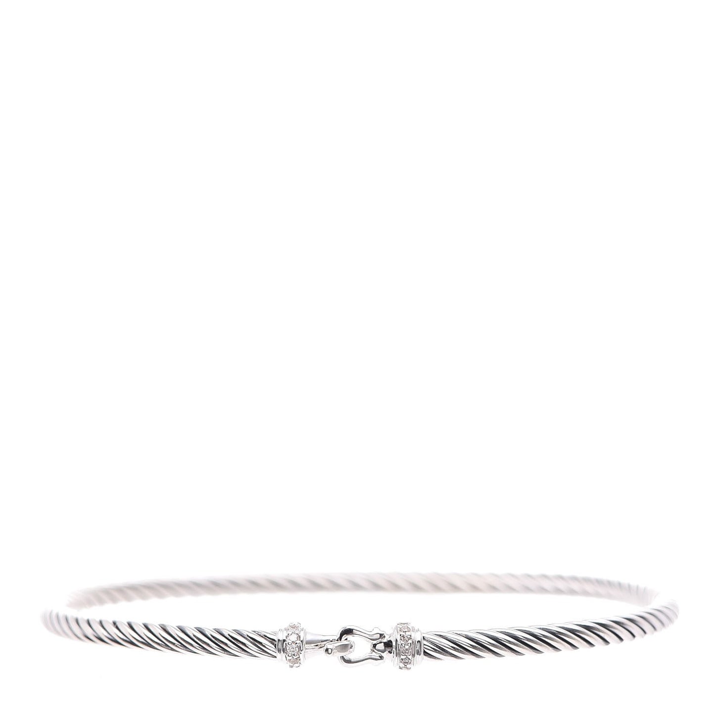 Sterling Silver Diamond 3mm Cable Buckle Bracelet