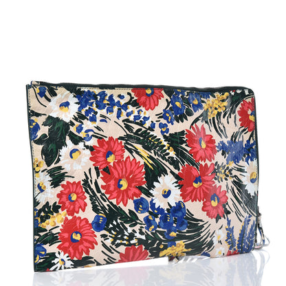 Balenciaga Agneau Classic Hardware Fleurs Small Pouch Beige Red Green 3 of 7