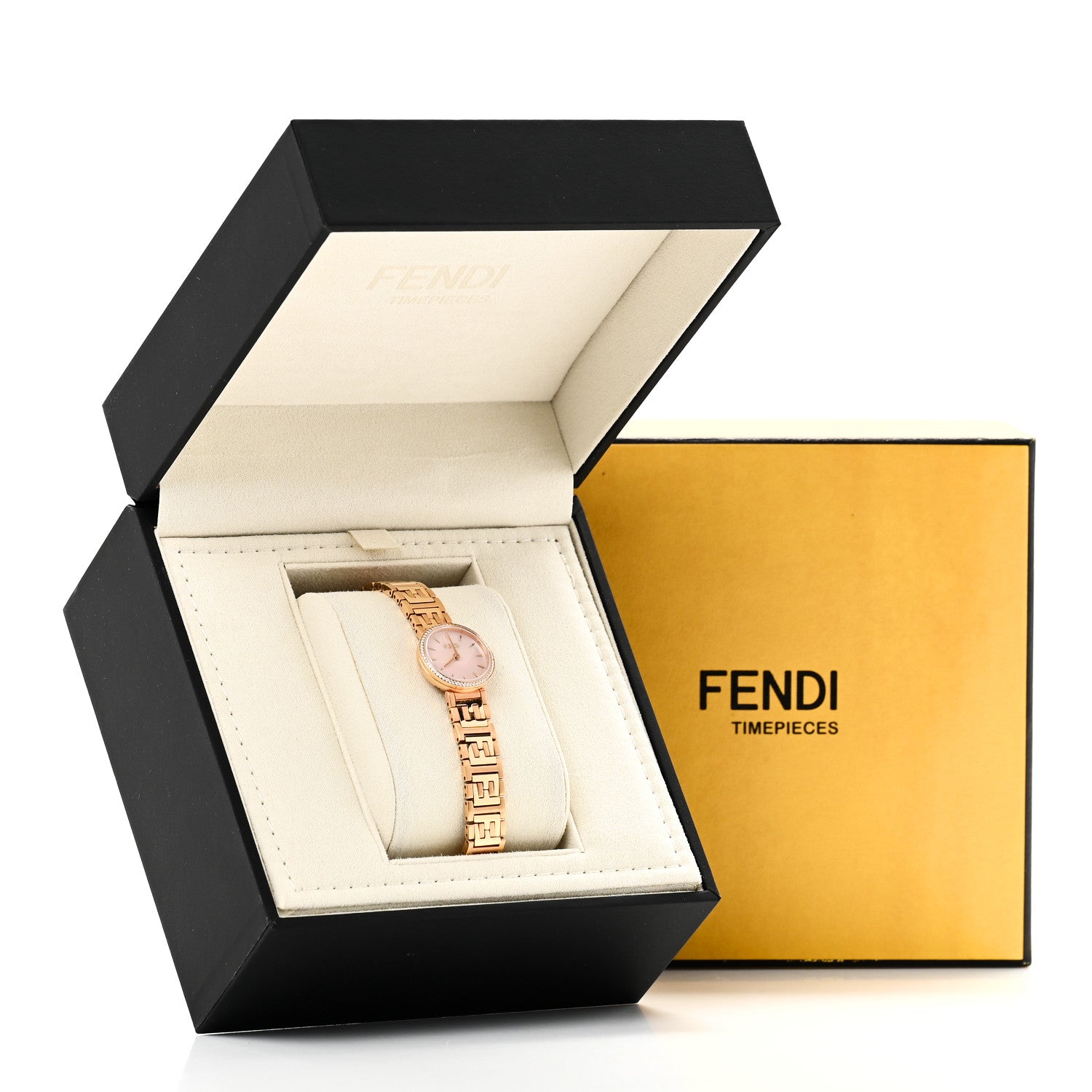 Fendi Stainless Steel Diamond Bezel Pink Mother of Pearl 19mm Fendi Forever Quartz Watch 5 of 5