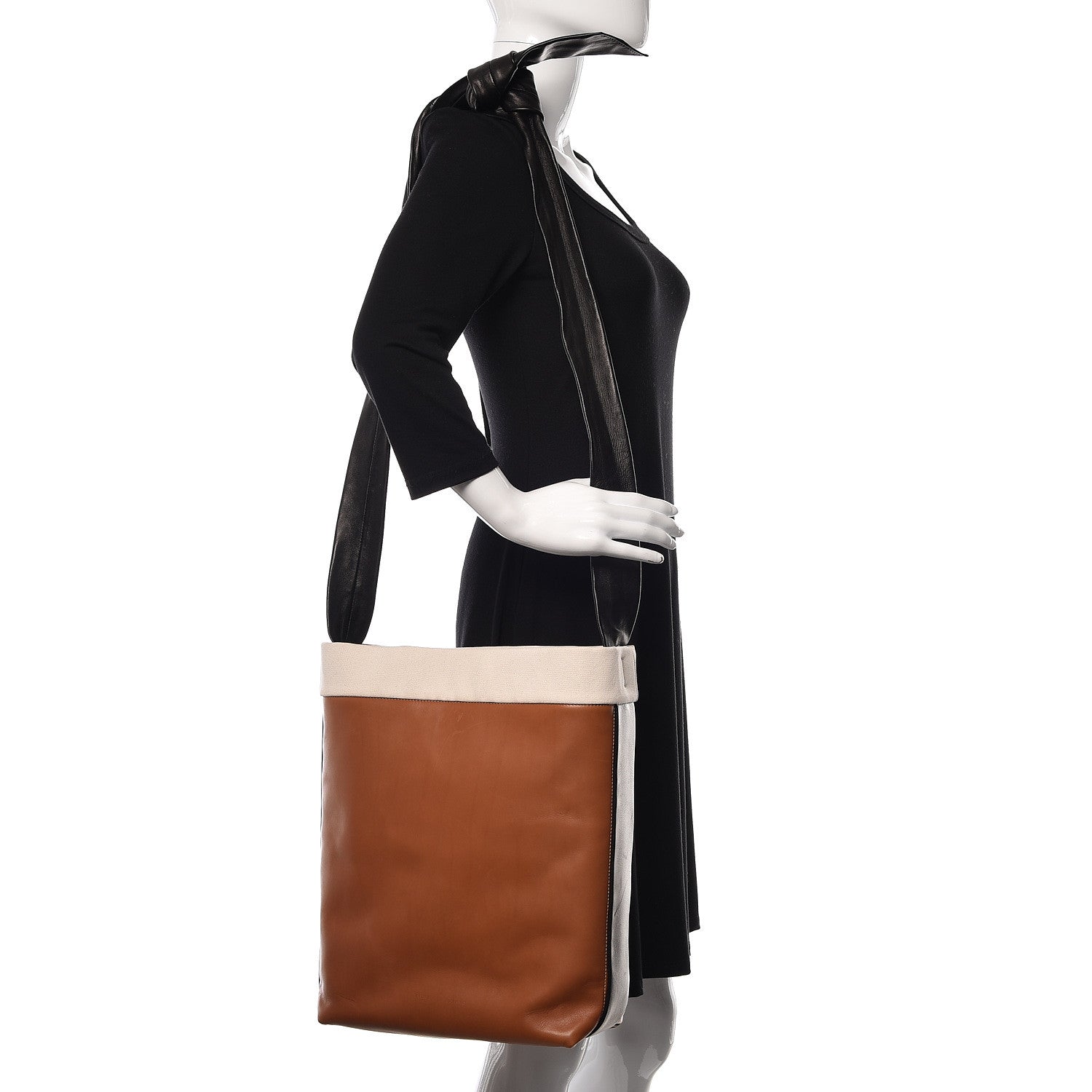 Celine Lambskin Calfskin Band Twisted Cabas Tan 2 of 15