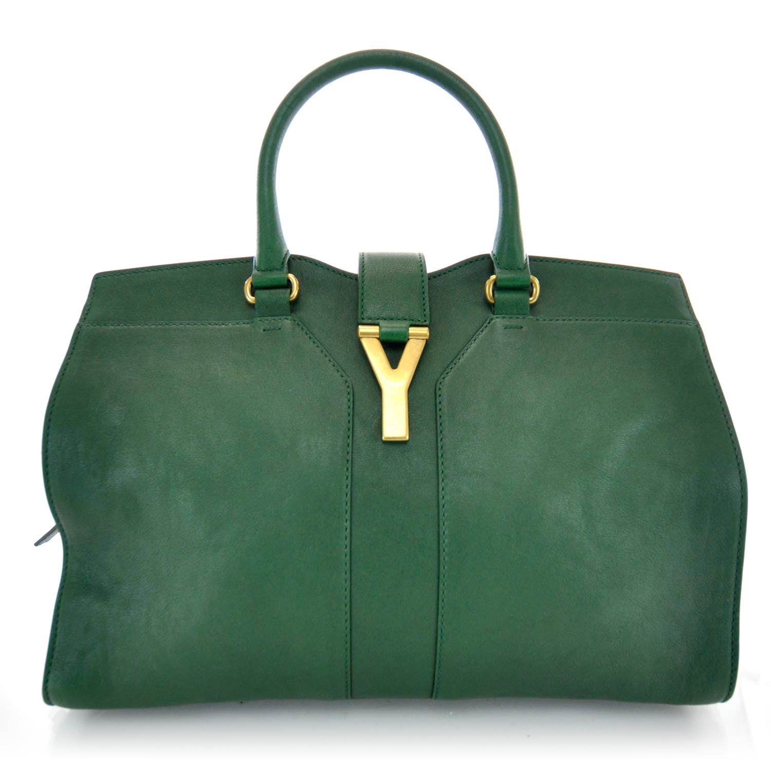 Saint Laurent Leather Medium Cabas Chyc Green 1 of 7