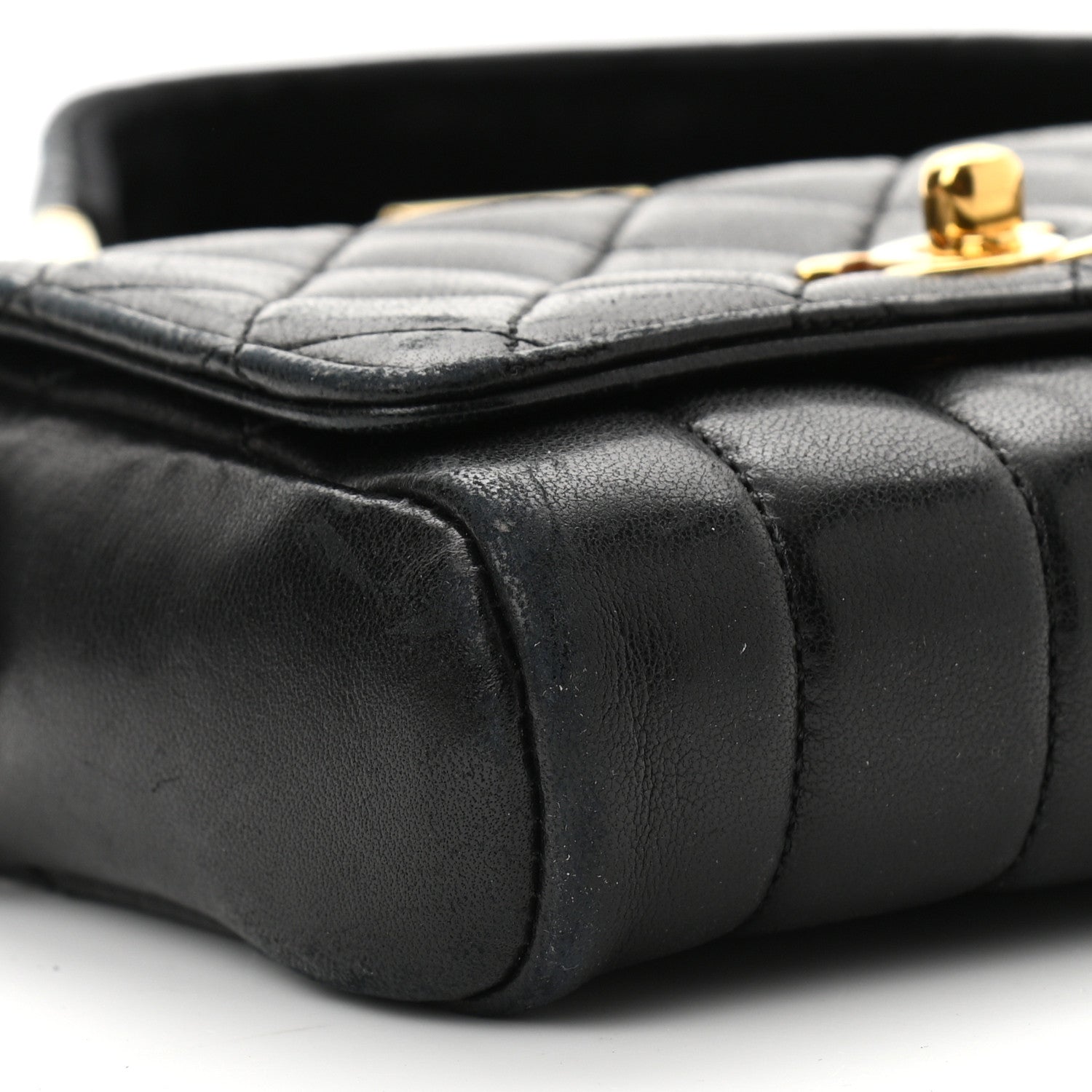 Chanel Lambskin Velvet Quilted Flap Shoulder Bag Black 10 of 11
