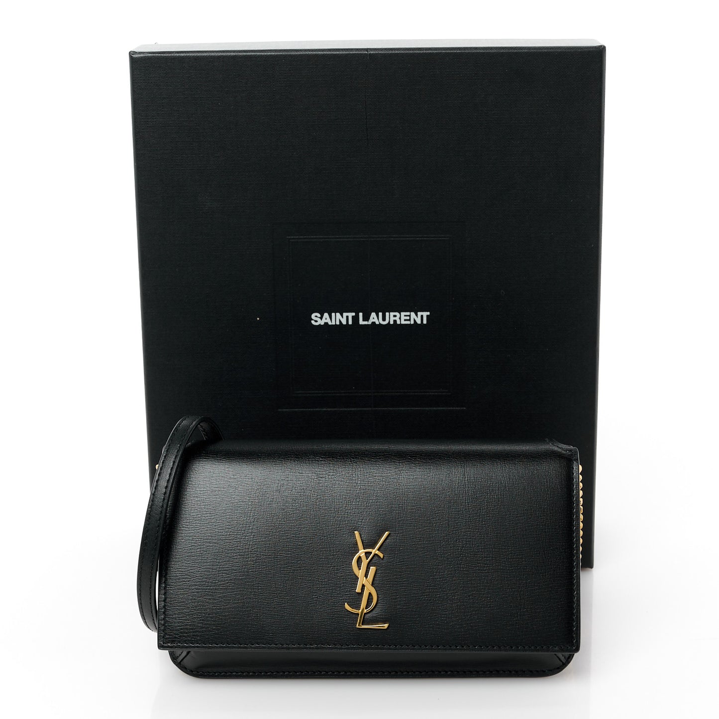 Grained Calfskin Monogram Phone Holder Crossbody Black