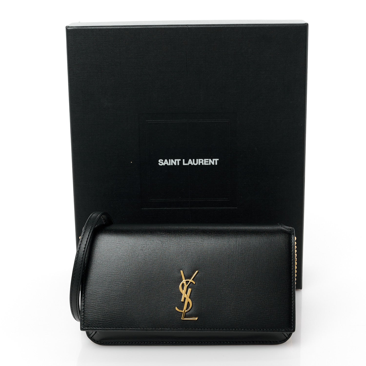 Saint Laurent Grained Calfskin Monogram Phone Holder Crossbody Black 12 of 12