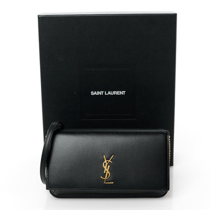 Saint Laurent Grained Calfskin Monogram Phone Holder Crossbody Black 12 of 12