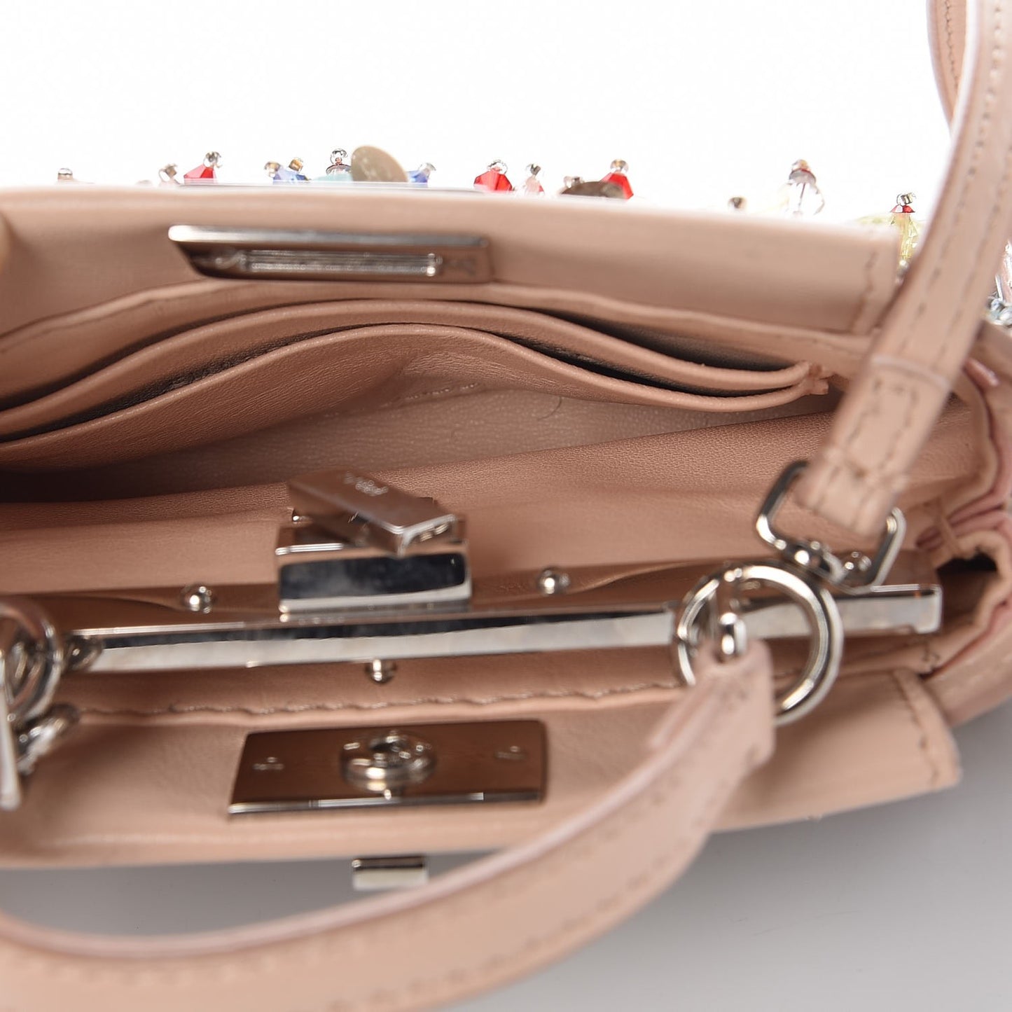 Sequin Embellished Micro Peekaboo Iconic Satchel Blush