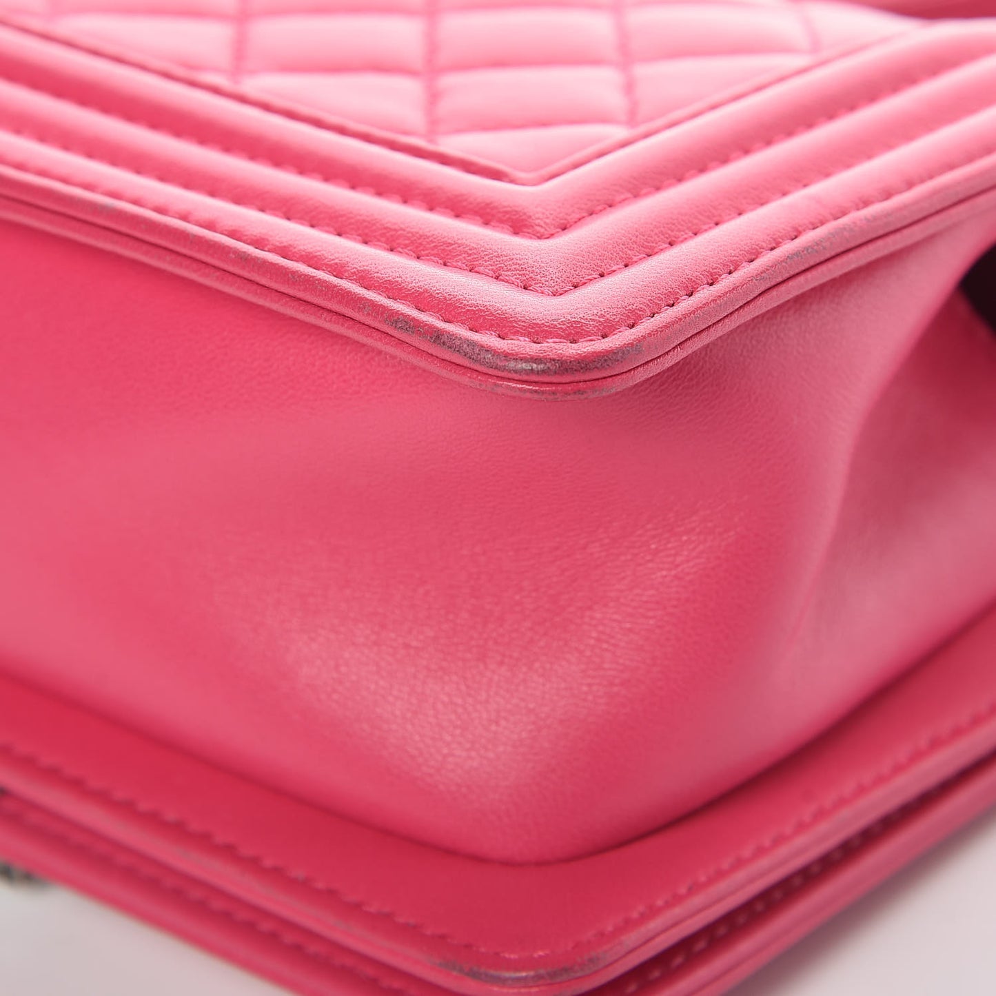 Lambskin Quilted Small Boy Flap Dark Pink