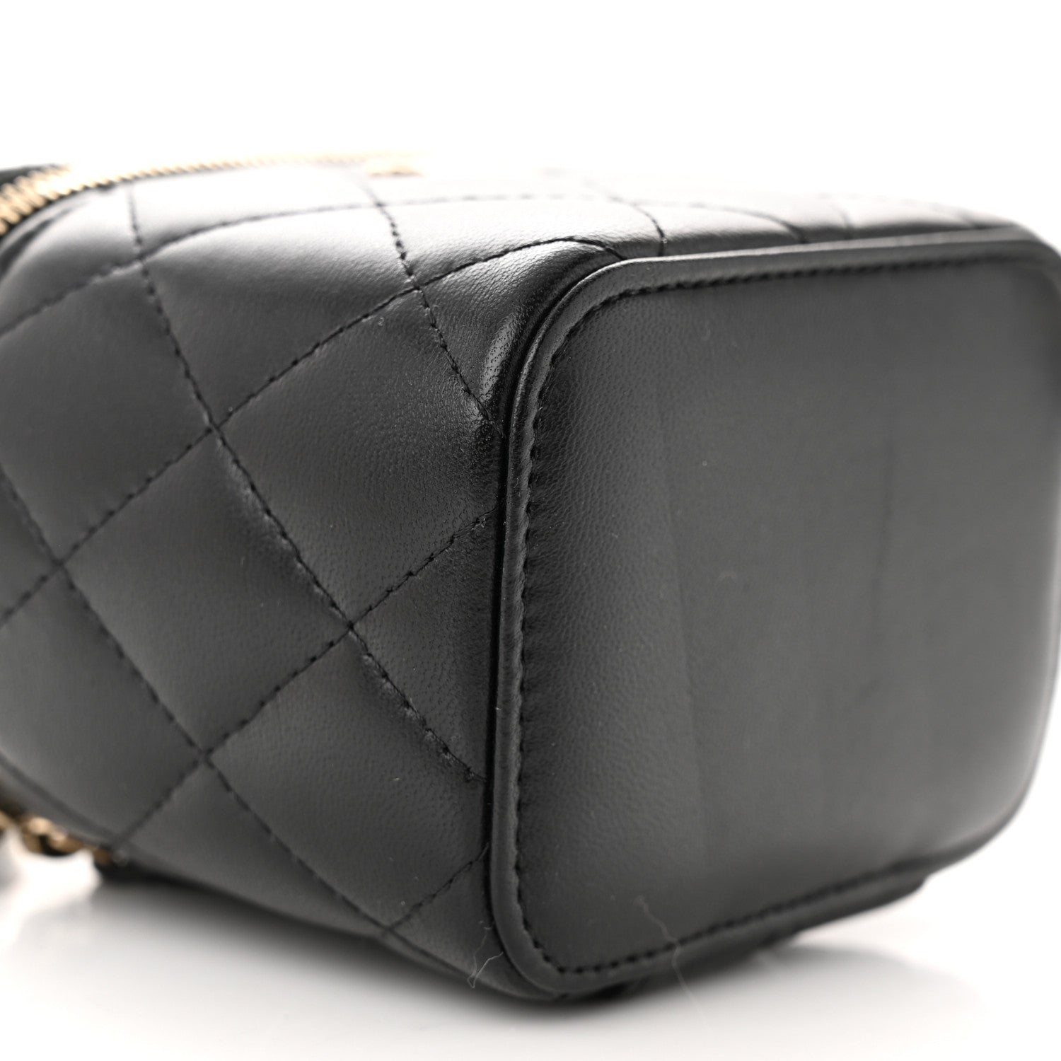 Chanel Lambskin Quilted Top Handle Mini Vanity Case With Chain Black 9 of 10