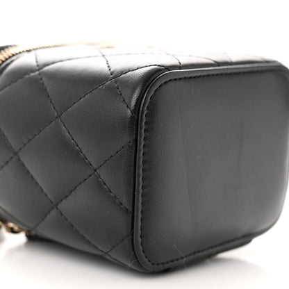 Chanel Lambskin Quilted Top Handle Mini Vanity Case With Chain Black 9 of 10