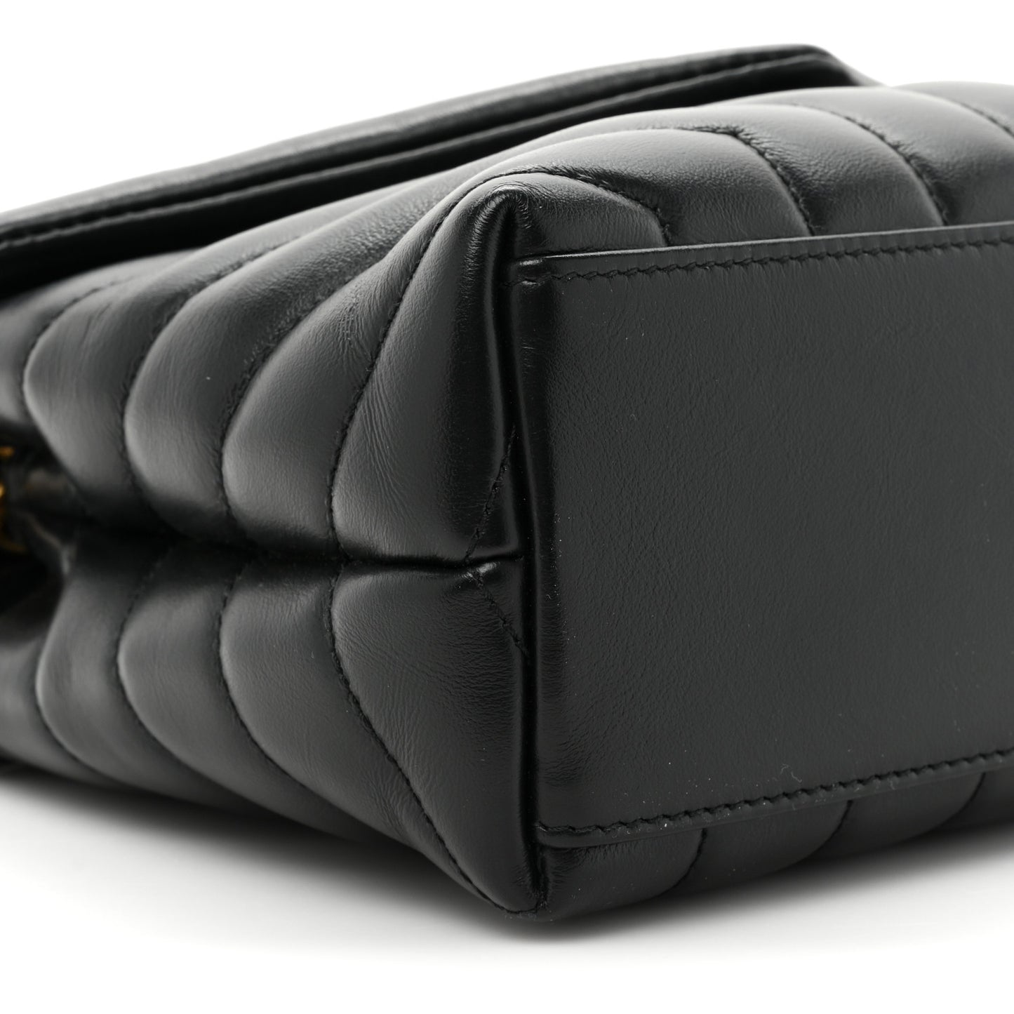 Calfskin Y Quilted Monogram Small Loulou Chain Satchel Black