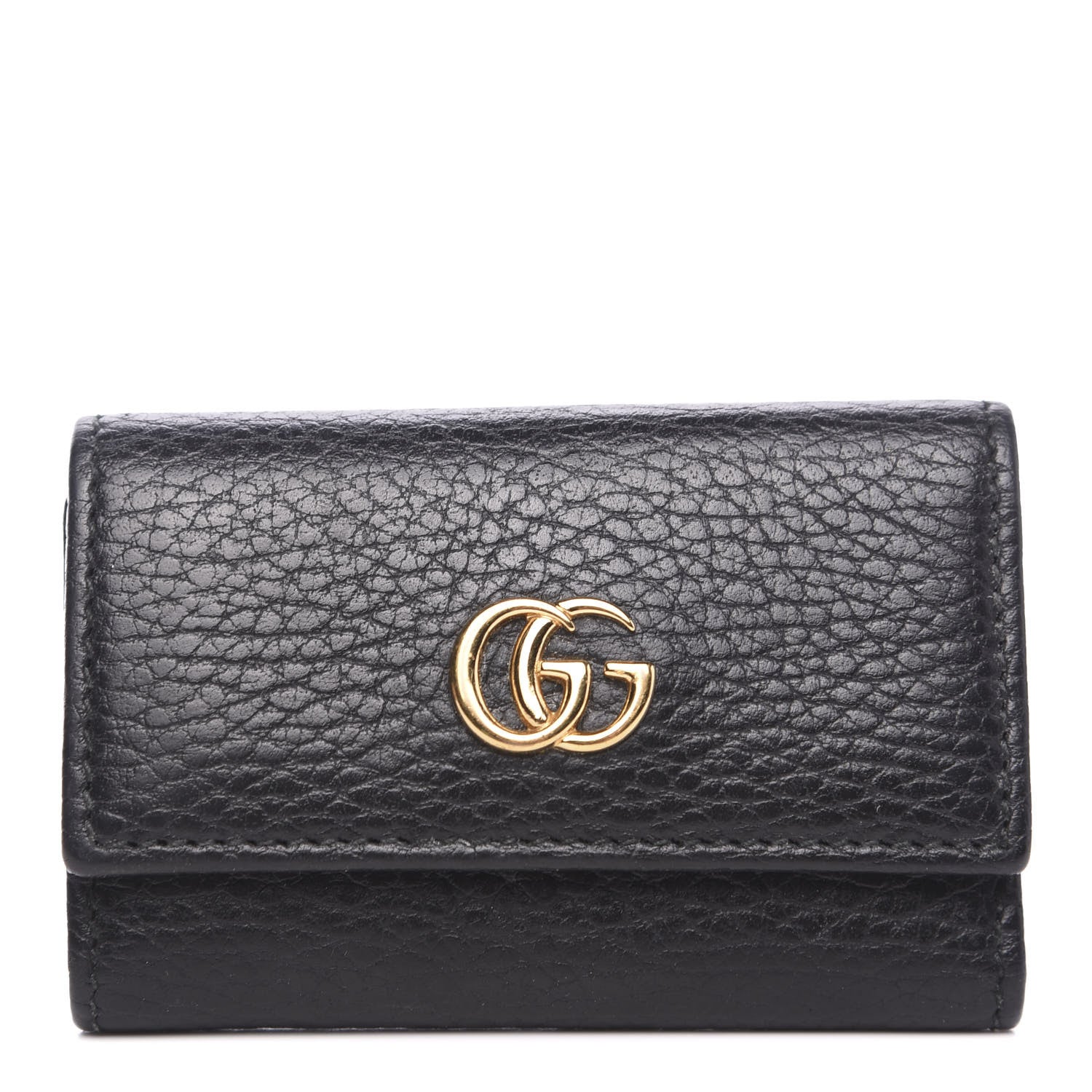 Gucci Pebbled Calfskin GG Marmont 6 Key Holder Black 1 of 7