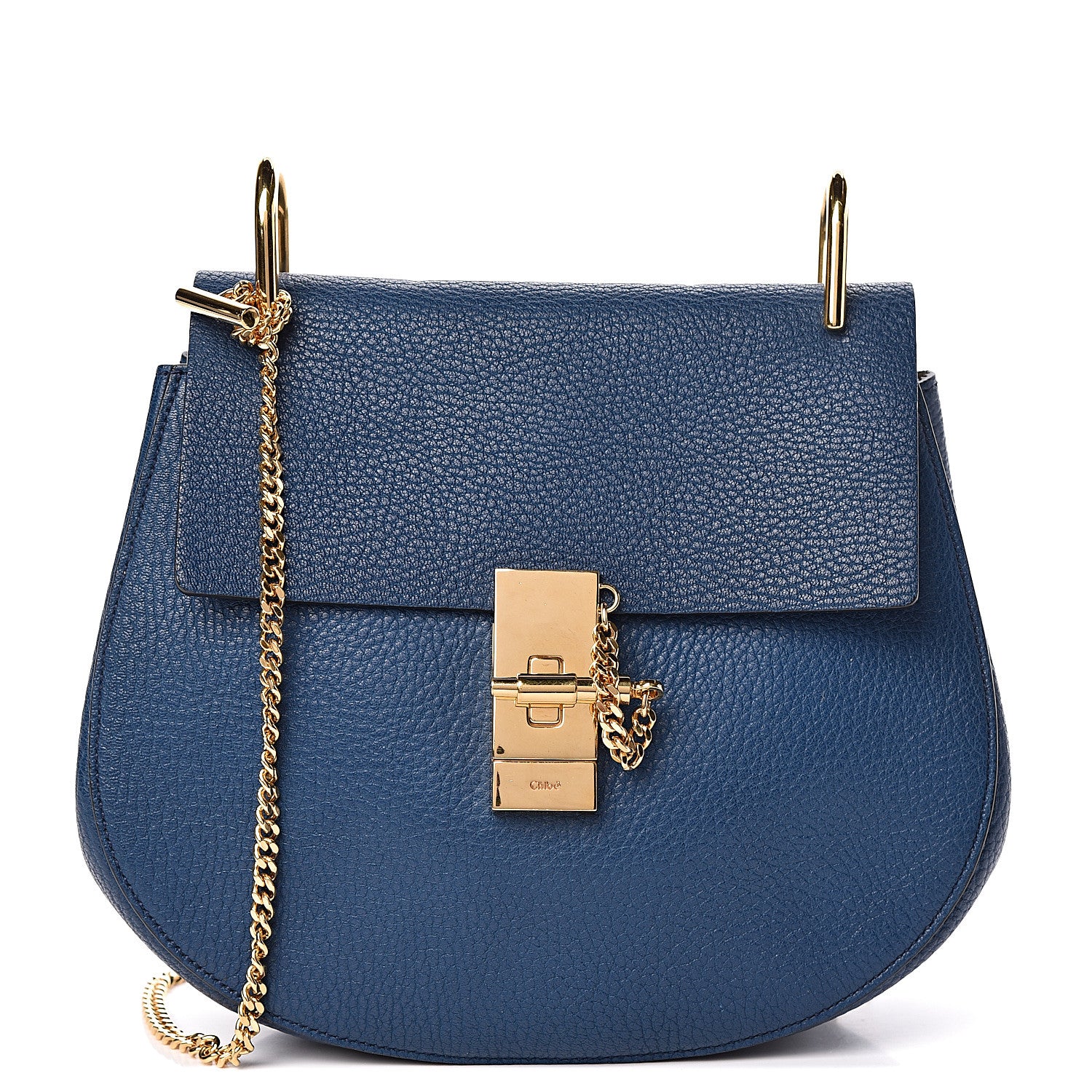 Chloe Grained Lambskin Drew Shoulder Bag Factory Blue 1 of 10