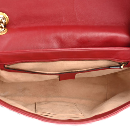 Gucci Vintage Effect Calfskin Matelasse Diagonal Large Torchon GG Marmont Shoulder Bag Black Romantic Cherry 5 of 12