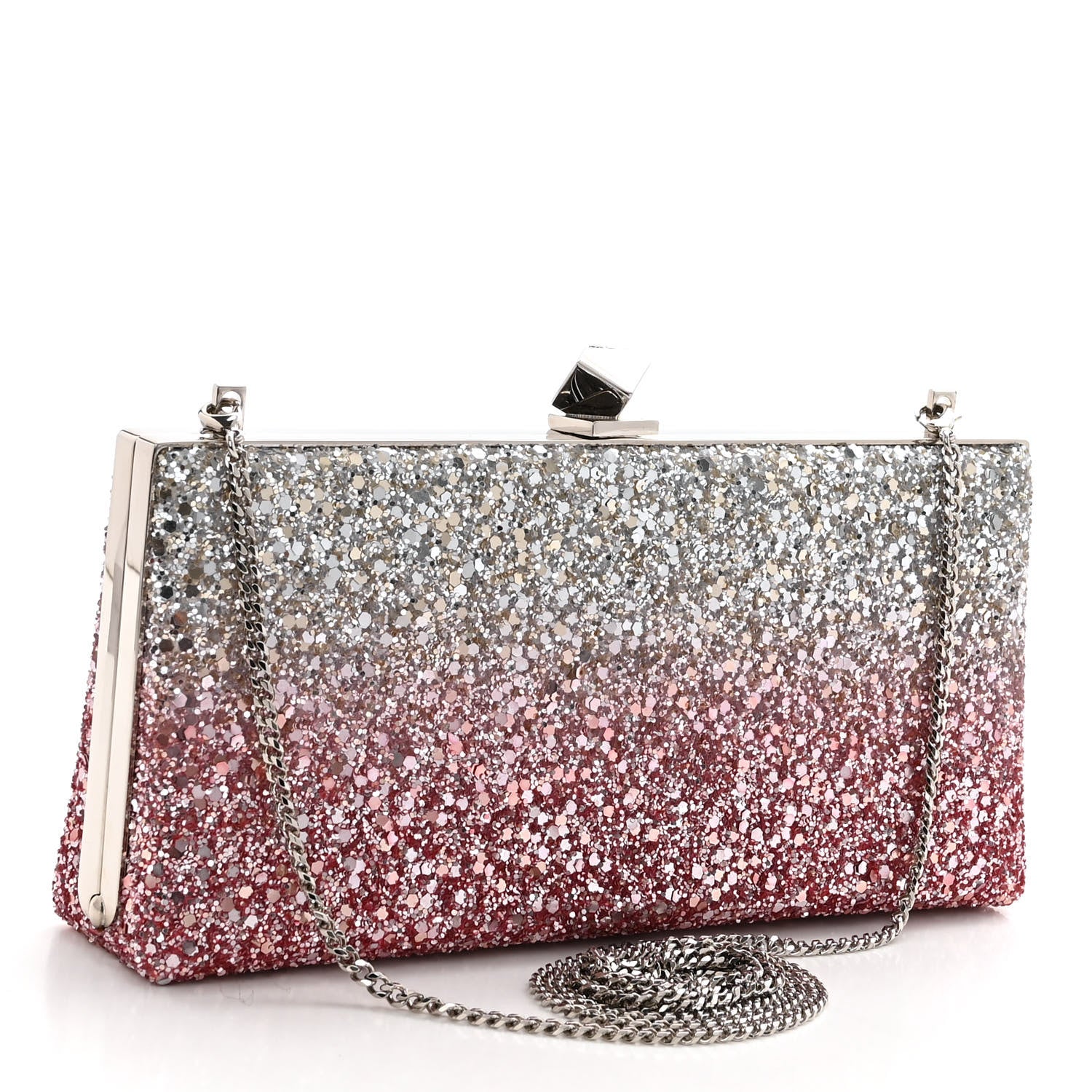 Jimmy Choo Coarse Glitter Celeste Clutch Pink Silver 3 of 9