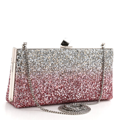 Jimmy Choo Coarse Glitter Celeste Clutch Pink Silver 3 of 9