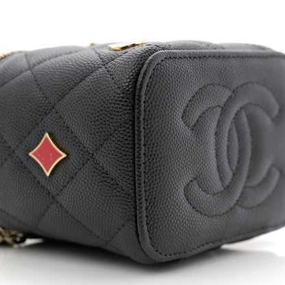 Chanel Caviar Quilted Enamel Coco Casino Mini Vanity Case With Chain Black 9 of 11