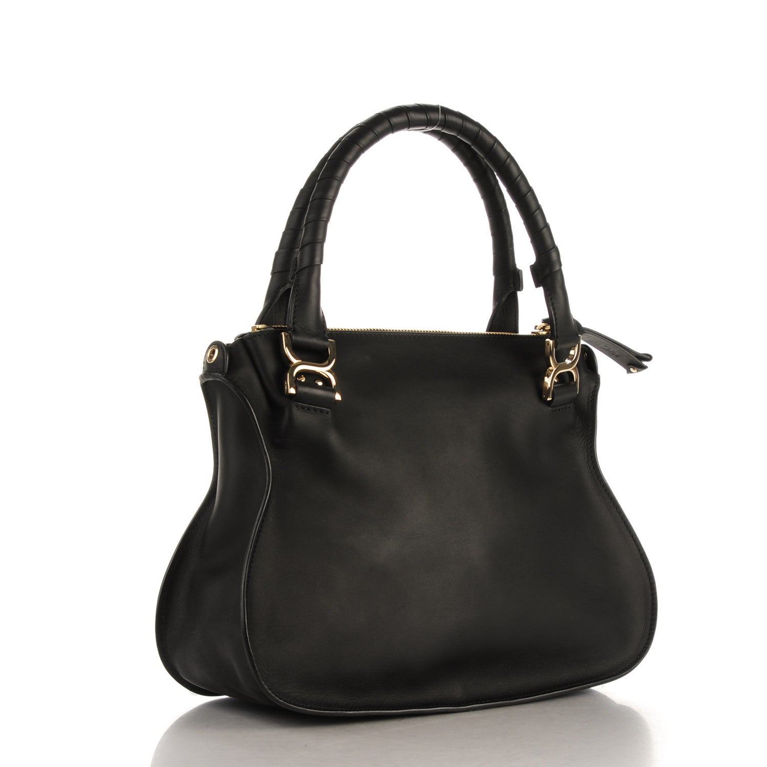 Chloe Calfskin Medium Marcie Metal Bar Trim Satchel Black 3 of 9