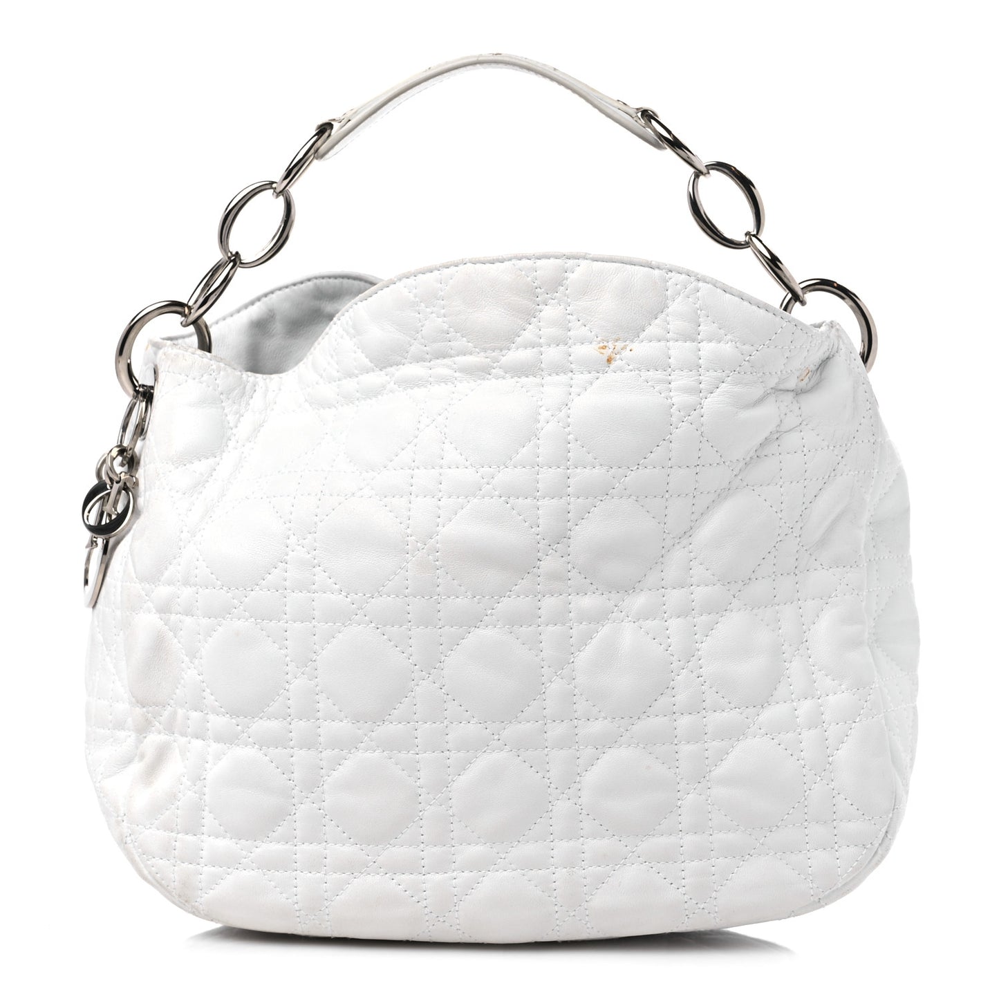 Lambskin Cannage Small Dior Soft Hobo White