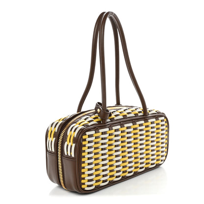 Miu Miu Woven Calfskin Small Beau Top Handle Bag Acero Sole Talco 3 of 9