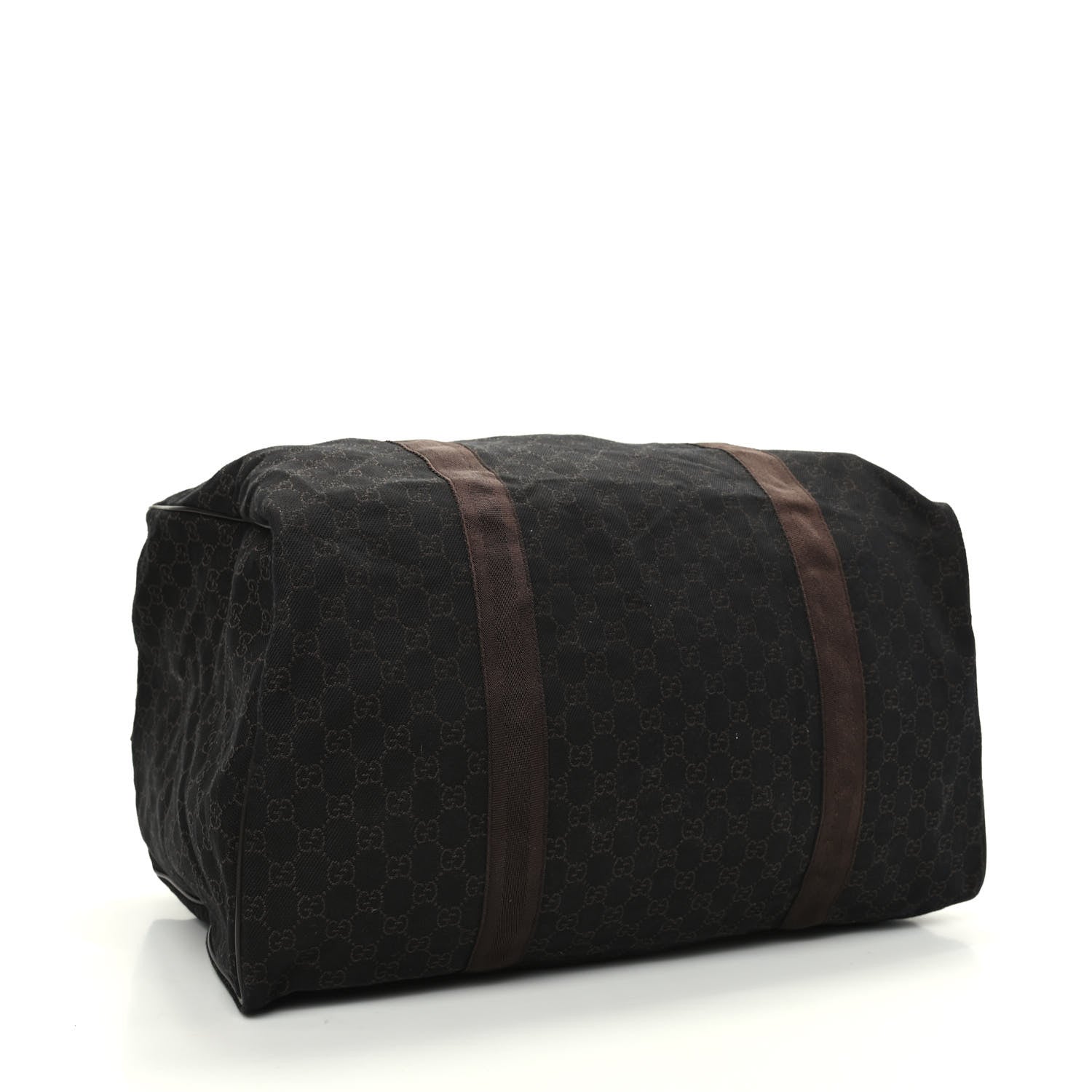 Gucci Denim Monogram Large Collapsible Carry On Duffle Bag Brown 3 of 8