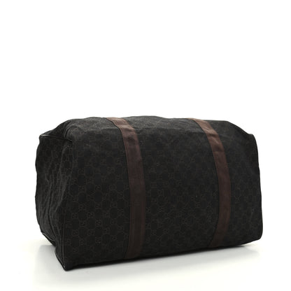 Gucci Denim Monogram Large Collapsible Carry On Duffle Bag Brown 3 of 8