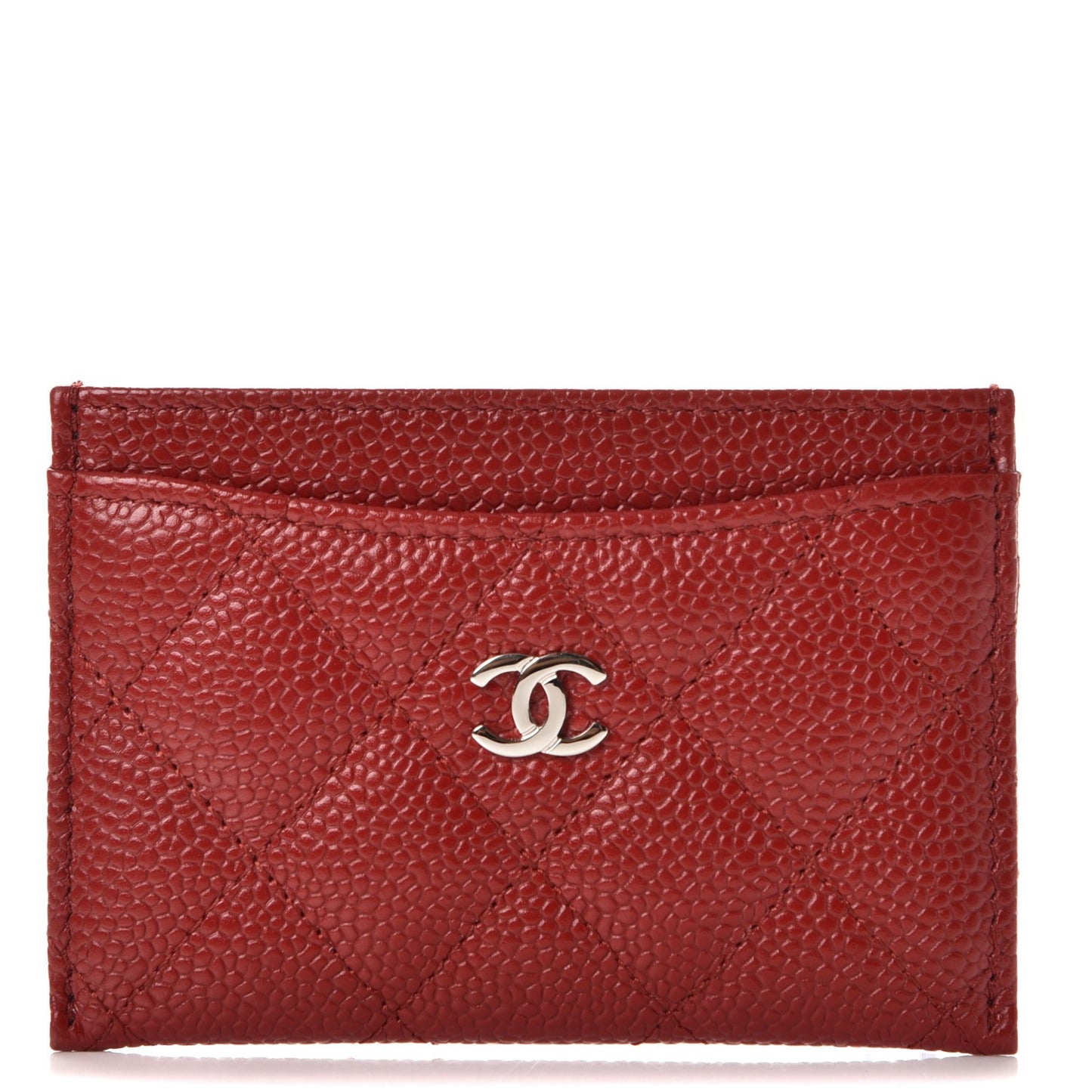 Caviar Quilted Card Holder Red