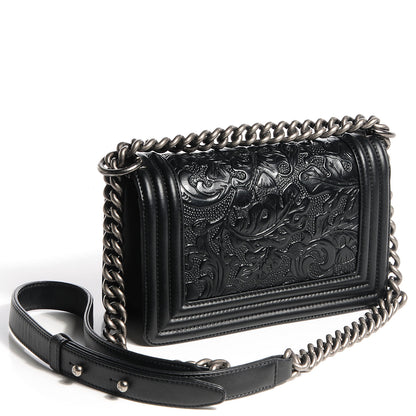 Chanel Embossed Leather Cordoba Small Boy Flap Black 3 of 8