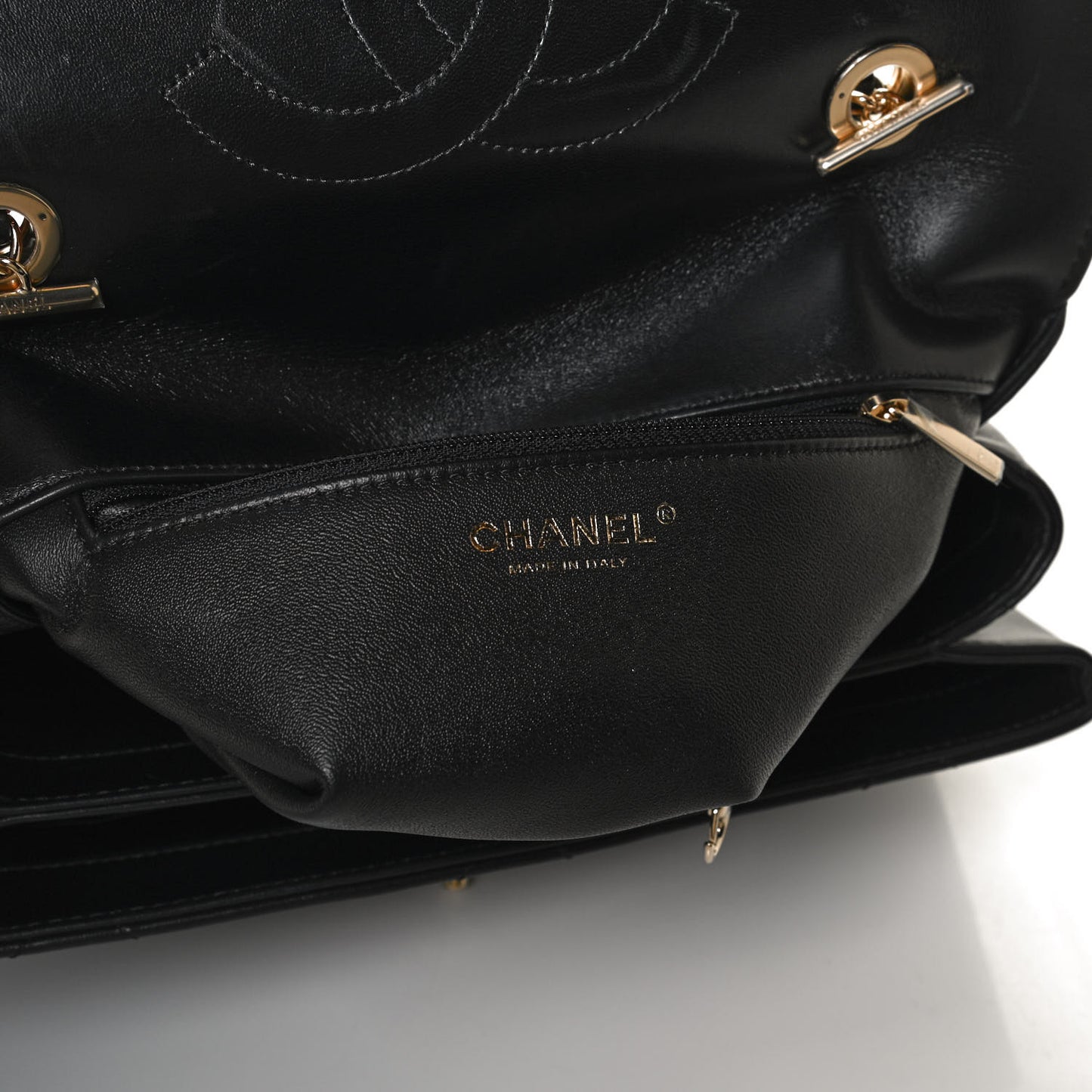 Lambskin Quilted Medium Trendy CC Flap Dual Handle Bag Black