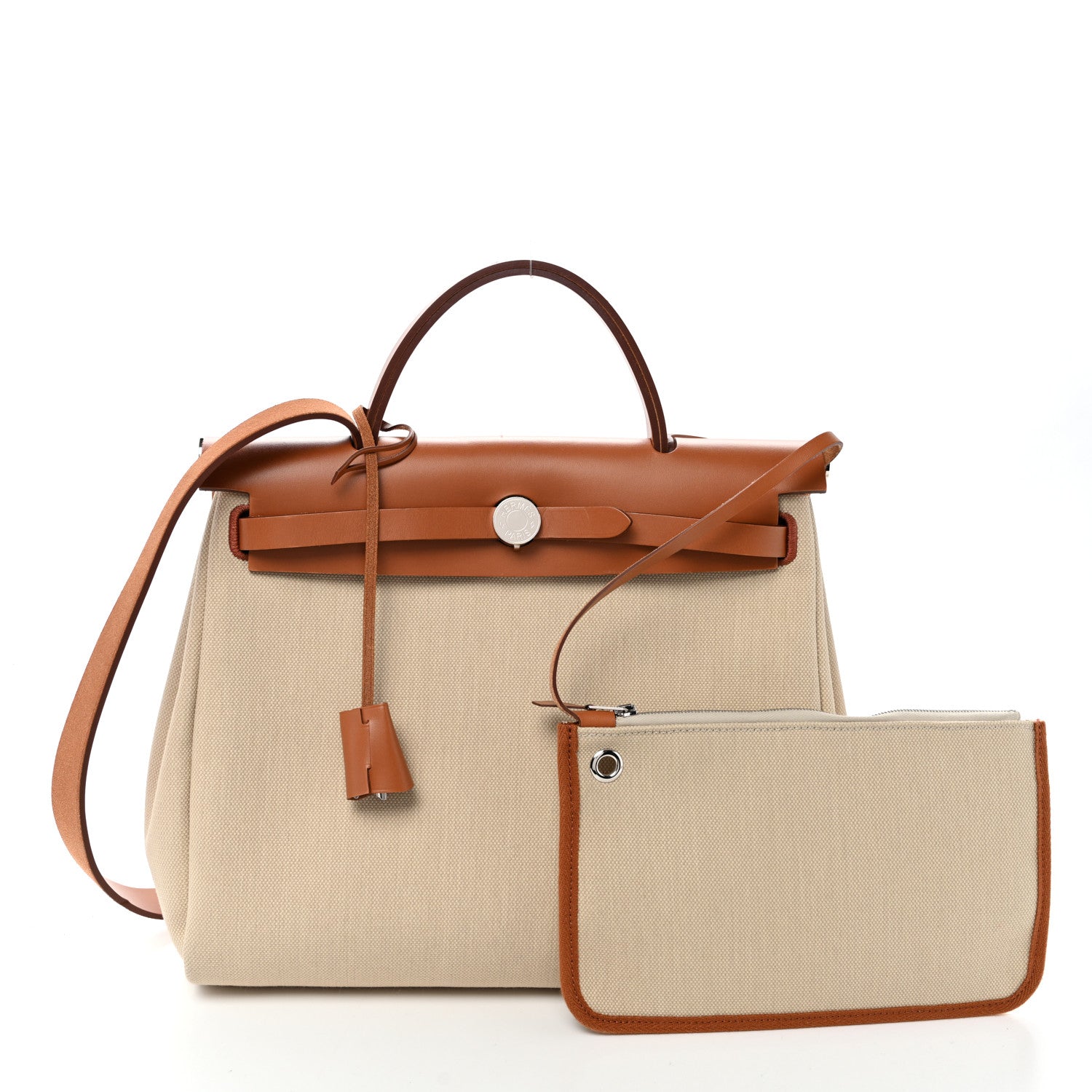 Hermes Military Toile Vache Hunter Herbag Zip Retourne 31 PM Beton Fauve 3 of 11