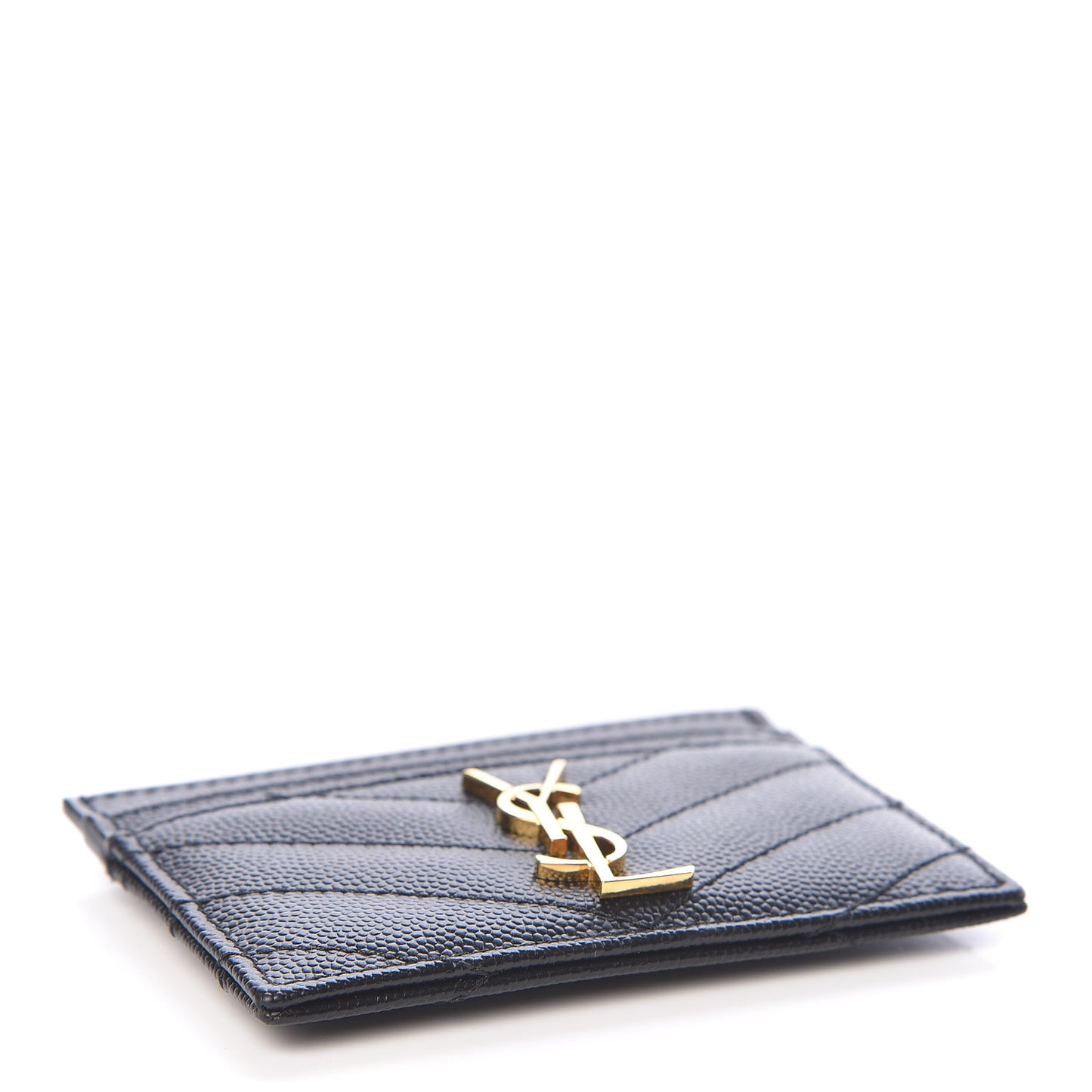 Grain De Poudre Matelasse Chevron Monogram Credit Card Case Black