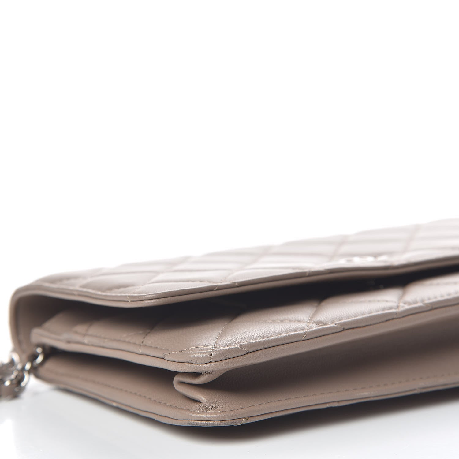 Chanel Lambskin Quilted Wallet on Chain WOC Taupe 9 of 15