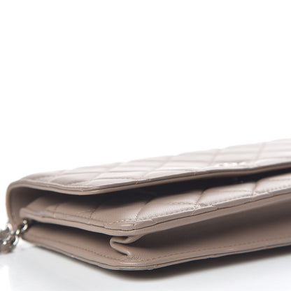 Chanel Lambskin Quilted Wallet on Chain WOC Taupe 9 of 15