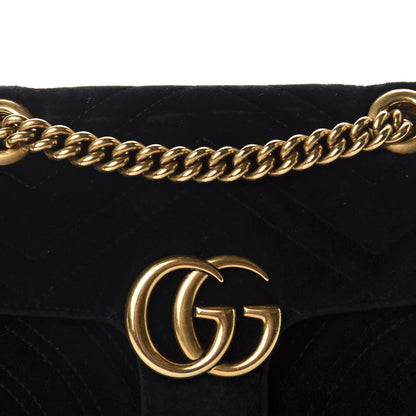 Gucci Velvet Matelasse Mini GG Marmont Shoulder Bag Black 11 of 11