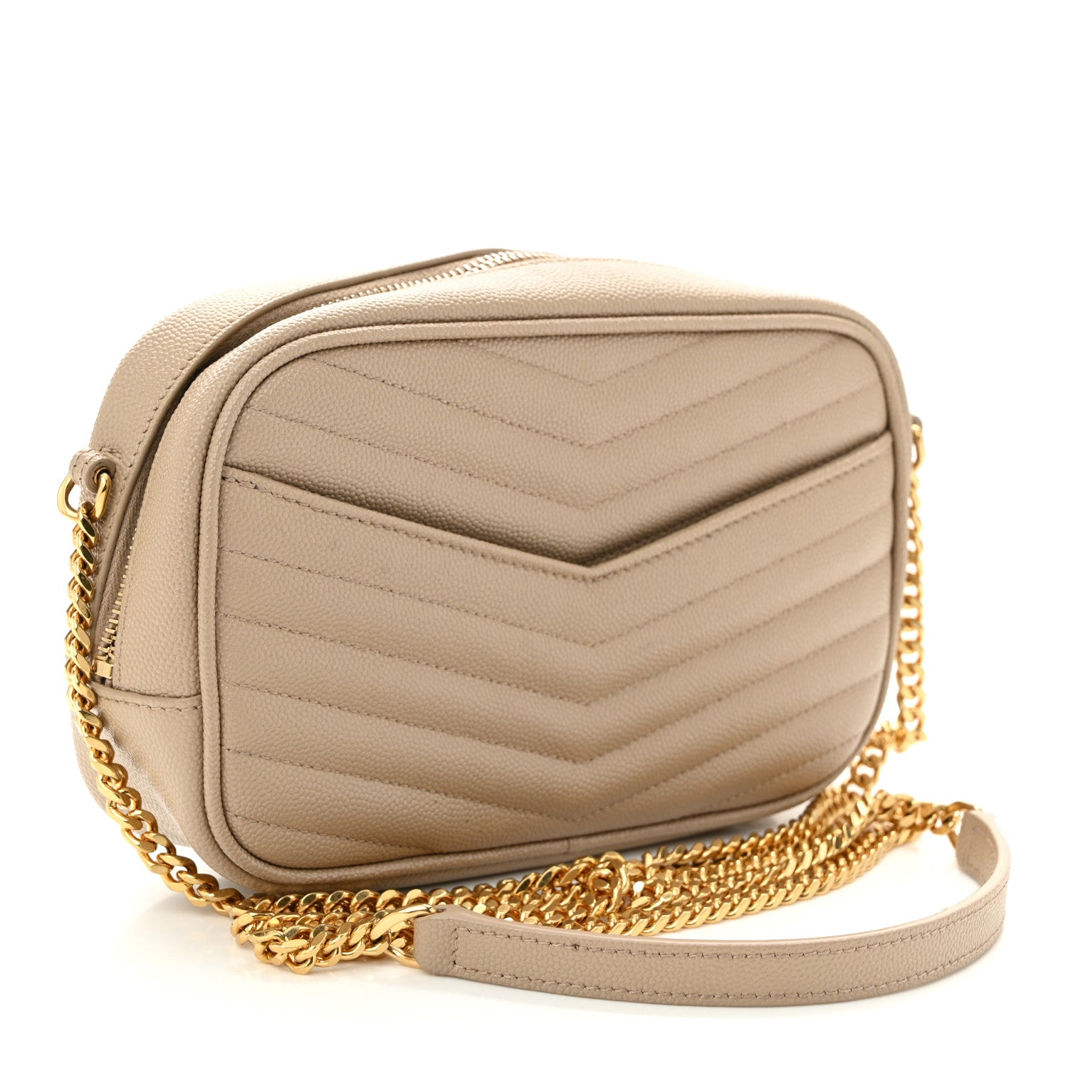 Saint Laurent Grain De Poudre Matelasse Monogram Mini Lou Camera Bag Dark Beige 3 of 11