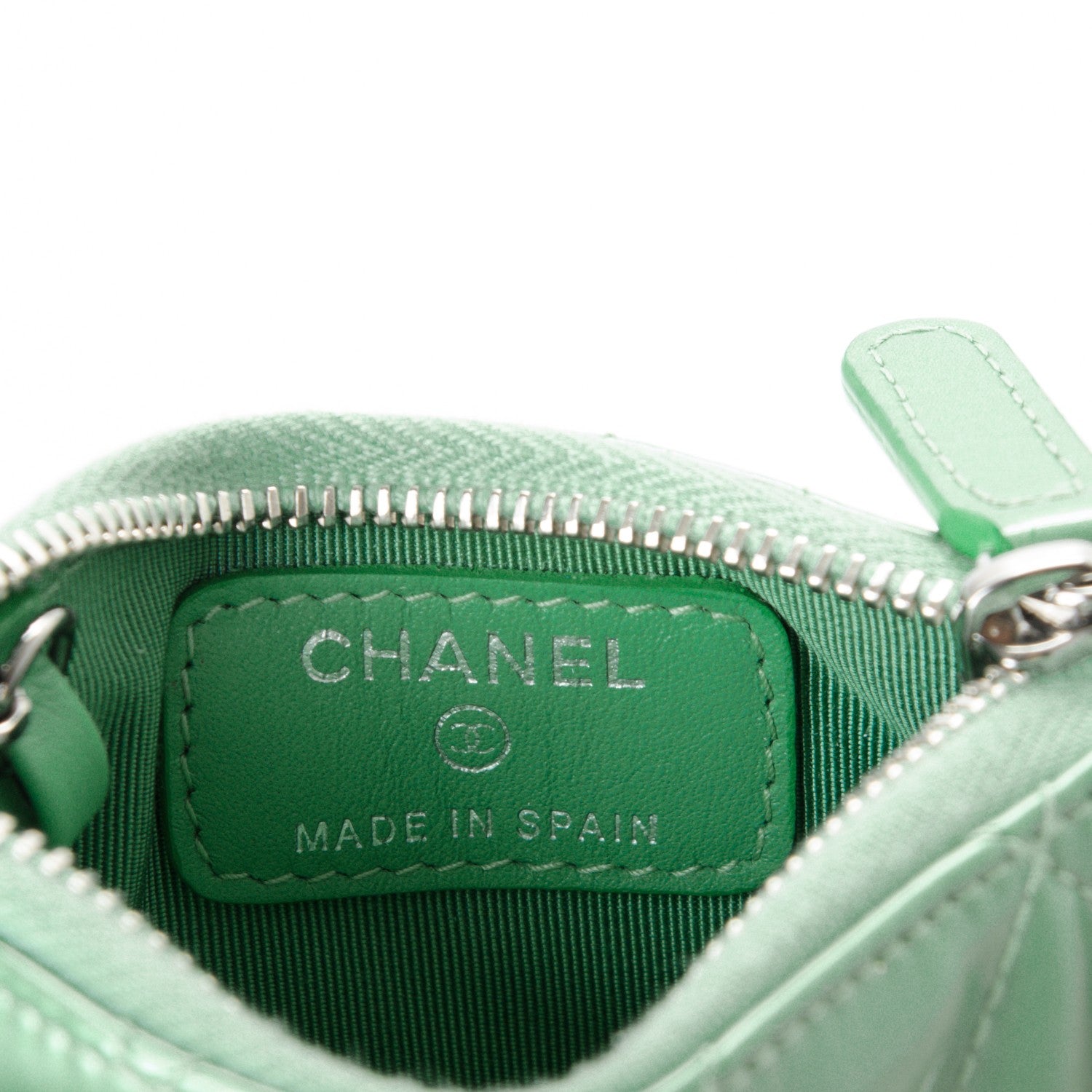 Chanel Patent Quilted Key Holder Case Green 6 of 7